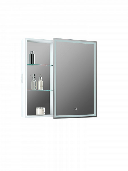 Зеркало-шкаф Континент "Aperio LED" 800х800 правый с розеткой