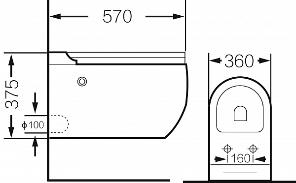 Унитаз GR-5502 impuls (570*360*375) БЕЛЫЙ подвесной с тонкой крышкой, 1 место