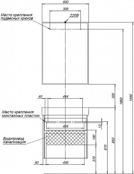 Мебель для ванной Aquanet Nova Lite 60 дуб рустикальный (2 ящика) 00254216