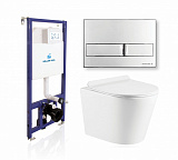 Комплект KOLLER POOL для монтажа  подвесного унитаза: Инсталляция DUNE 1200 SL с клавишей NEON Chrome, Унитаз ORION Rimless, сиденье дюропласт: SoftClose, Take Off, антибактериальное покрытие, система «Антивсплеск»