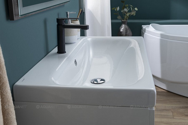 Мебель для ванной Aquanet Беркли 60 белый/дуб рошелье (зеркало дуб рошелье) 00258906