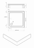 Поддон акриловый 80*80*15 квадрат с ножками с фронтальным экраном, без сифона с уп.