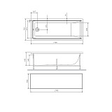 W90A-170-070W-P1 Gem, панель фронтальная для ванны А1 170х70см