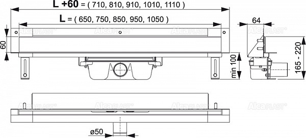 Душевой лоток AlcaPlast APZ5-EDEN-1050 Spa Водоотводящий желоб