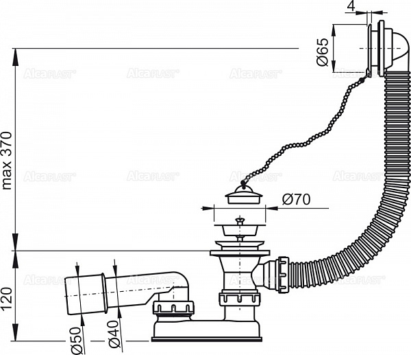 Сифон для ванны AlcaPlast A501-120