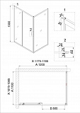 Душ.ограждение NG-42-12AG-A110G (120*110*190) прямоугольник, дверь раздвижная, 2 места