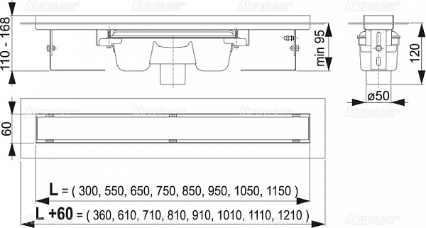 Душевой лоток AlcaPlast APZ1006-650 Professional Водоотводящий желоб