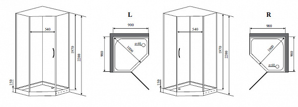 Timo Premium ELTA H-312 R душевая кабина (90*90*220)