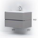 M30FHX0802FG Sensation, База под раковину, подвесная, 80 см, ящики, серый шелк, глянцевая, шт