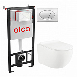 Система инсталляций Esfera:инсталяция, кнопка хром, унитаз подвесной безободковый, сиденье дюропласт , микролифт , быстросьемное  Selena E001WG/M71