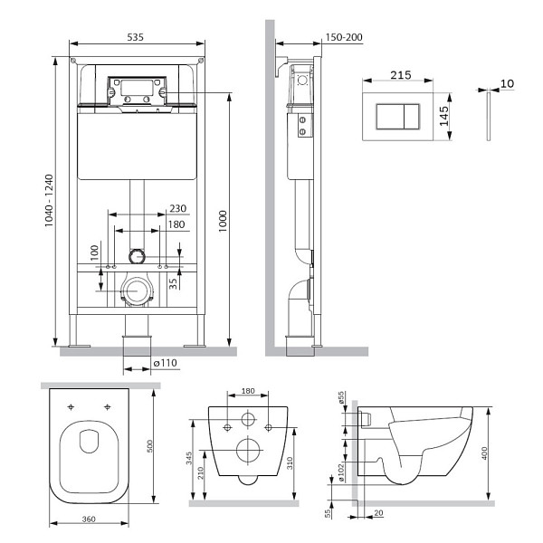 IS70201.901701 Инсталляция с клав ProC S белый глянц с подвес унит Gem FlashClean с сид м/лифт