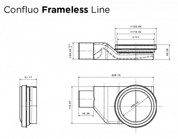 Душевой поддон под плитку Confluo Board UNI 1200 со встроенный лотком Frameless Line 550 Pestan