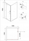 Душ.ограждение NG-63-11A-A100 (110*100*190) прямоугольник, дверь распашная, 2 места