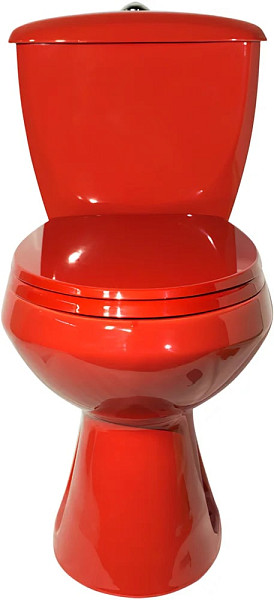 Унитаз-компакт Оскольская керамика Элисса Антивсплеск Стандарт, нижний подвод воды, косой выпуск, красный