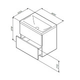 M90FHX06022WG GEM, База под раковину, подвесная, 60 см, 2 ящика push-to-open, цвет: белый, глянец