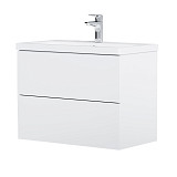 M90FHX07522WG GEM, База под раковину, подвесная, 75 см, 2 ящика push-to-open, цвет: белый, глянец