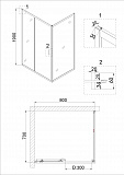 Душ.ограждение NG-62-8A-A70 (80*70*190) прямоугольник, дверь раздвижная, 2 места