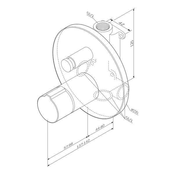 F85A45722 X-Joy TouchReel смеситель д/ванны/душа, монтируемый в стену, чёрный, шт.