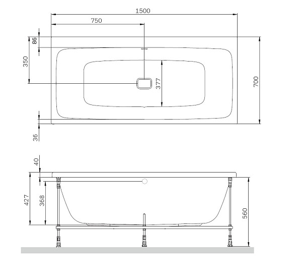 W84A-150-070W-A Func Ванна акриловая 150х70