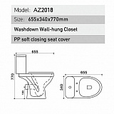 Унитаз компакт напольный Azario Trend 655х350х770 с бачком и сиденьем микролифт (AZ2018-P)