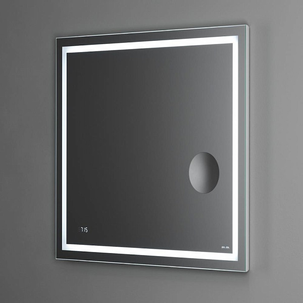 M91AMOX0803WG Универсальное зеркало с контурной Led-подсветкой, часами и косметическим зеркалом, 80