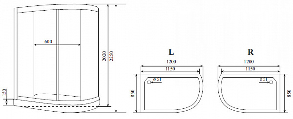 Timo Comfort T-8802 P L Clean Glass душевая кабина (120*85*220)