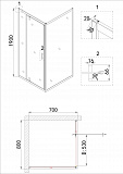 Душ.ограждение Niagara NG-63-8A-А70 (80*70*190) прямоугольник, дверь распашная, 2 места
