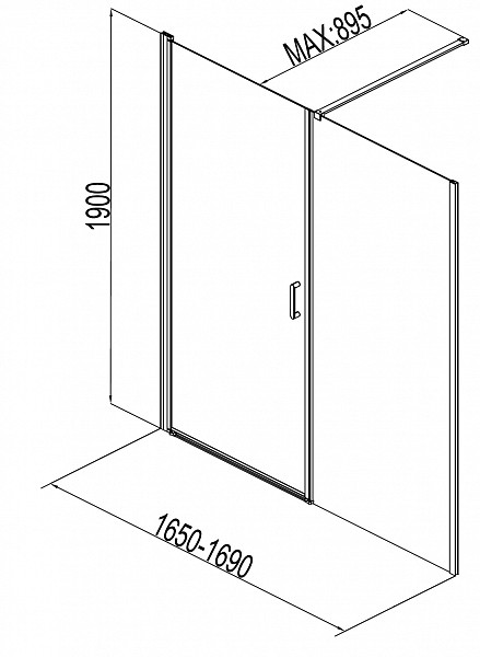 Душевая дверь Aquanet Cinetic 170, прозрачное стекло (AE12-N-80H190U-CT + AE12-F-90H190U-CT) AE12-N-80H190U-CT + AE12-F-90H190U-CT
