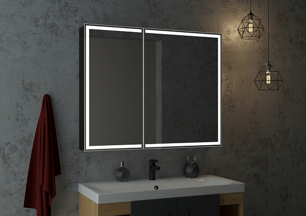 Зеркало-шкаф Континент "Mirror Box black Led" 1000х800