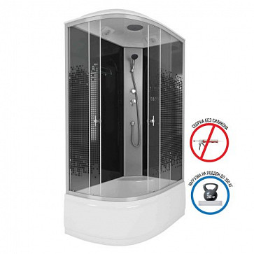 Душ.каб. NG-7510-14R BLACK (1200х800х2150) высокий поддон(40см) стекло МОЗАИКА 4 места