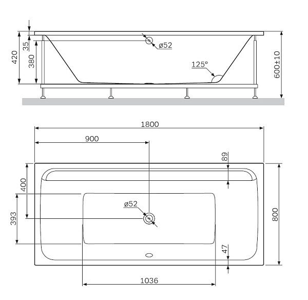 W52A-180-080W-R Inspire V2.0 каркас для ванны 180х80 , комплект