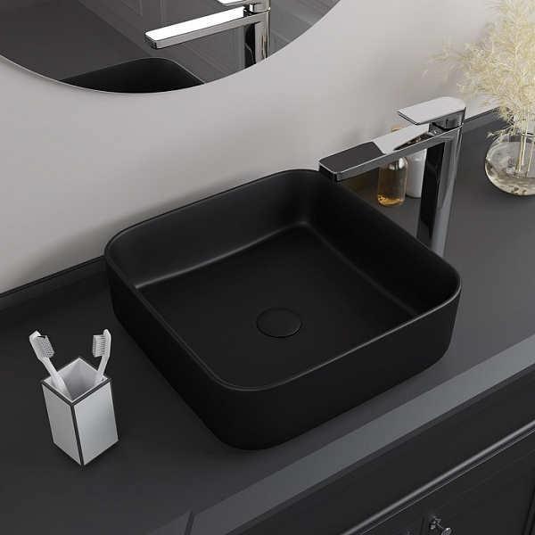 Черный матовый умывальник накладной, Bridge, IDDIS, BRIBM04i27