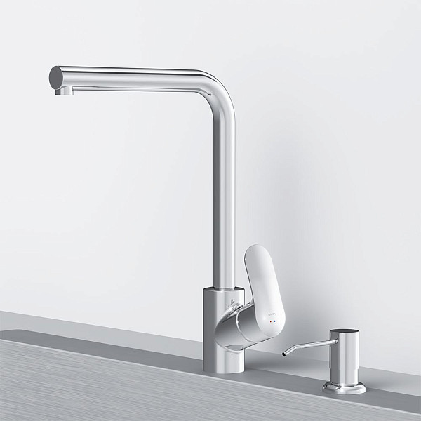 F8005D00 Like, набор 2в1: смеситель для кухни L-образный излив, диспенсер, хром, шт.
