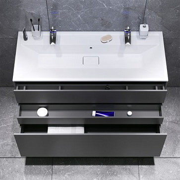 M50AFHX1203GM Inspire V2.0, База под раковину, подвесная, 120 см, 3 ящика, push-to-open, графит мато
