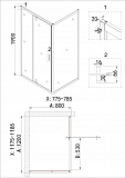 Душ.ограждение NG-43-12AG-A80G (120*80*190) прямоугольник, дверь распашная, 2 места