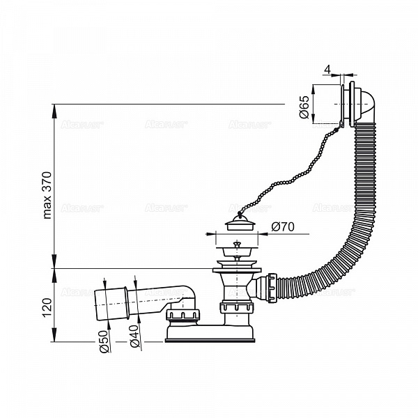 Сифон для ванны AlcaPlast A501-80