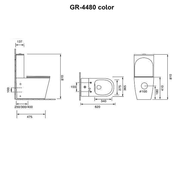 Унитаз GR-4480MS Color (620*365*810) БЕЛЫЙ МАТОВЫЙ напольный БЕЗОБОДКОВЫЙ с тонкой крышкой, 2 места