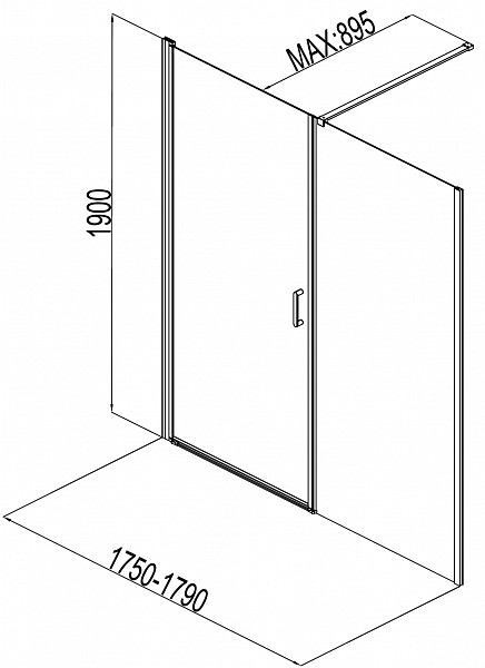 Душевая дверь Aquanet Cinetic 180, прозрачное стекло (AE12-N-90H190U-CT + AE12-F-90H190U-CT) AE12-N-90H190U-CT + AE12-F-90H190U-CT