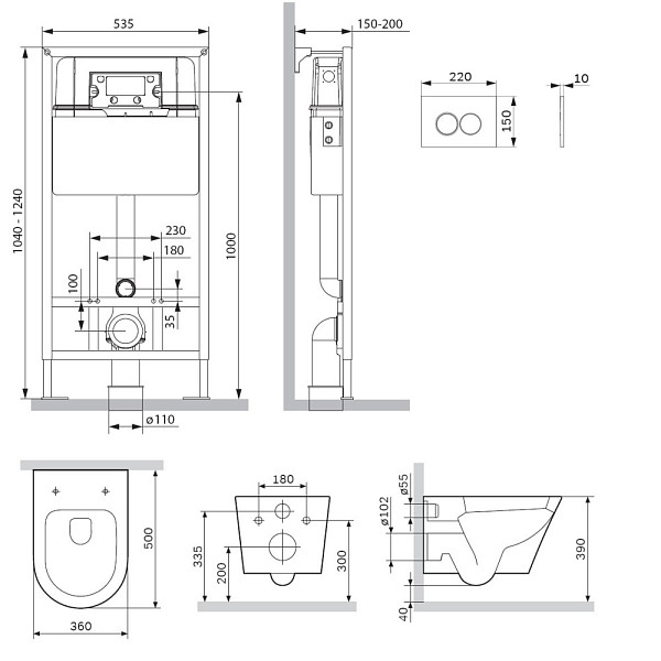 IS70101.741701 Инсталляция с клав ProC L белый глянц с подвес унит Sense FlashClean с сид м/лифт