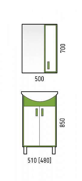 Тумба Corozo "Спектр 50", зеленая, Уют 50 SD-00000684