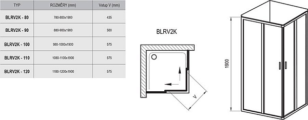 Дверь для душевого уголка Ravak Blix BLRV2К-90 сатин+грейп 1XV70U00ZG