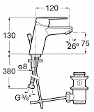 Смеситель Roca Victoria L для раковины с донным клапаном, 5A3J25C0M