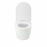 Унитаз подвесной Esfera , белый, горизонтальный выпуск, безободковый, в комплекте с сиденьем микролифт  дюропласт Selena E001WG