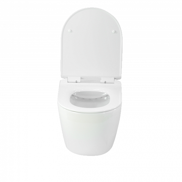 Унитаз подвесной Esfera , белый, горизонтальный выпуск, безободковый, в комплекте с сиденьем микролифт  дюропласт Selena E001WG