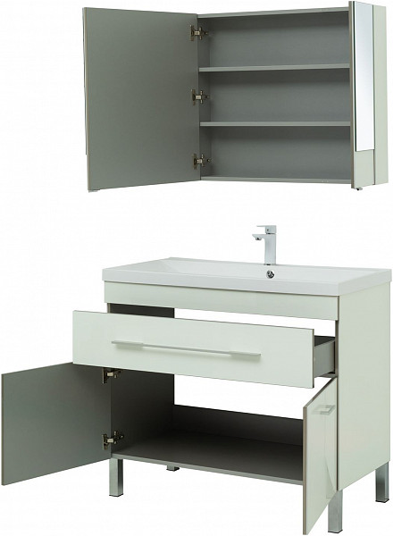 Мебель для ванной Aquanet Верона 100 белый (напольный 1 ящик 2 дверцы) 00287654