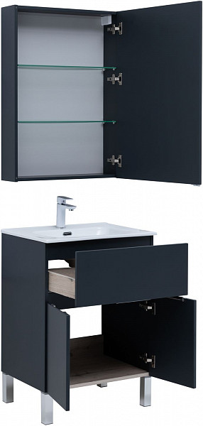 Мебель для ванной Aquanet Алвита New 60 1 ящик, 2 дверцы, антрацит 00274532