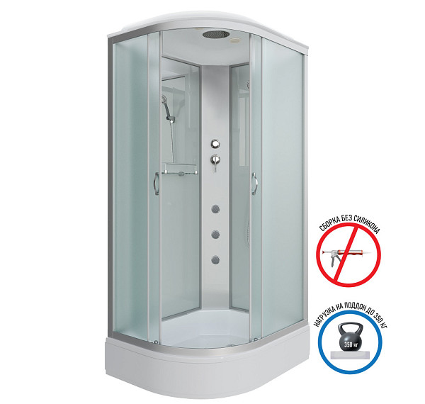 Душ.каб. NG-33984-14RG (900х800х2150) средний поддон (26см) стекло МАТОВОЕ 4 места