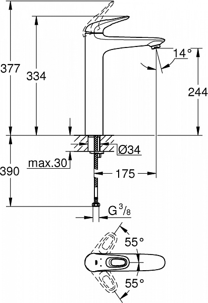 Смеситель для раковины Grohe Eurostyle New 23570003