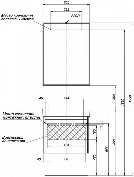 Мебель для ванной Aquanet Nova Lite 60 дуб рустикальный (1 ящик) 00254215