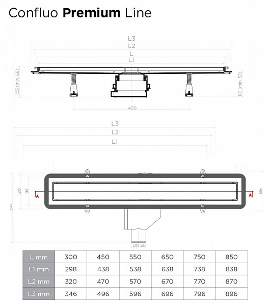 Душевой лоток Pestan Confluo Premium Line 300 White Glass